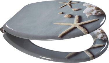 Кришка для унітазу Spirella з МДФ Морська зірка з глянцевим покриттям і швидкознімними петлями з нержавіючої сталі