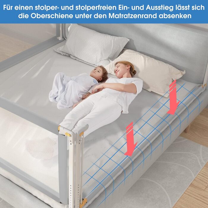 Рейлінги для ліжок YIKANWEN, 180 см захисні кожухи для дітей від 0 до 10 років, висувні поручні для ліжечка Дитячі поручні, підходять для ліжечок, ліжок батьків і всіх ліжок з масиву дерева (тільки ука) 180см-