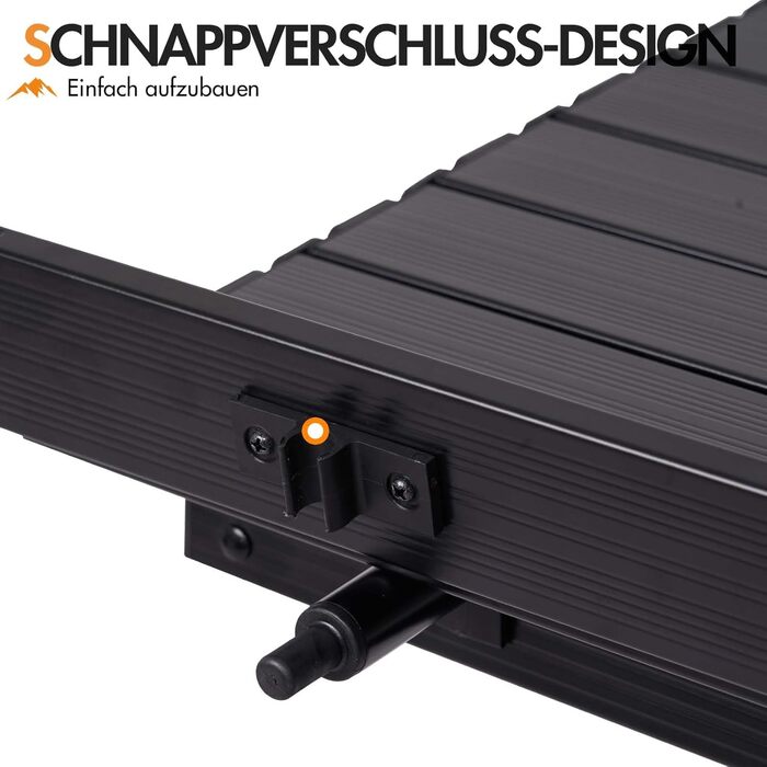 Складаний кемпінговий стіл Portal з регулюванням висоти, алюмінієвий, 120x70 см, чорний