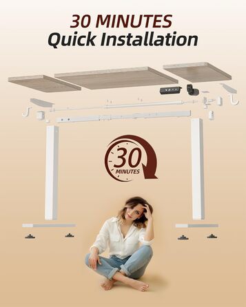 Електричний регульований стіл BEXEVUE 120x60 см, білий. Стіл для роботи з пам'яттю, комп'ютерний. Матеріал: акорн