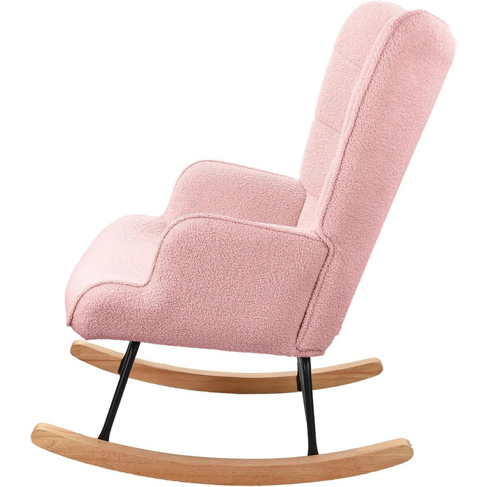 Крісло-гойдалка Liuyoyo з високою спинкою, комфортне крісло з м'яким сидінням, для спальні, офісу, читання, сучасний дизайн (Рожевий)