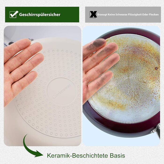 Набір каструль Cookersway: 20, 24, 28 см, керамічне покриття, без PTFE, PFOA, PFAs, для плити та духовки