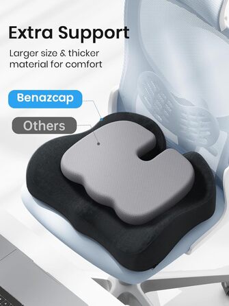 Ортопедична подушка для сидіння Benazcap для геморою, куприкового болю, ішіасу та вагітності. Зменшує біль, підходить для офісного крісла, авто та інвалідного візка. Чорний колір.