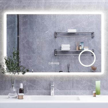 Дзеркало для ванної кімнати HySail з підсвічуванням, 5 мм, високоякісний срібний дзеркало, 3 колірні температури та регульована яскравість, настінне дзеркало з сенсорним перемикачем та антизапарюючим покриттям, прямокутне, 100 x 60 см