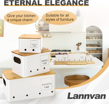 Набір контейнерів для зберігання картоплі, цибулі та часнику Lannvan [3 шт.] - білий. З вентиляційними отворами, зберігає овочі свіжими.