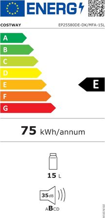 Міні-холодильник COSTWAY 15 л, функція охолодження/обігріву, -3C/50C, DC/AC, тихий 26 дБ, автомобіль/офіс/кемпінг