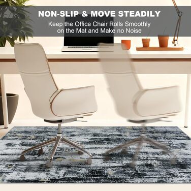 Килимок для підлоги під стілець для твердої підлоги Бохо, килимок для столу, антиковзний килим для офісного стільця (120x150 см, Чорне Золото)