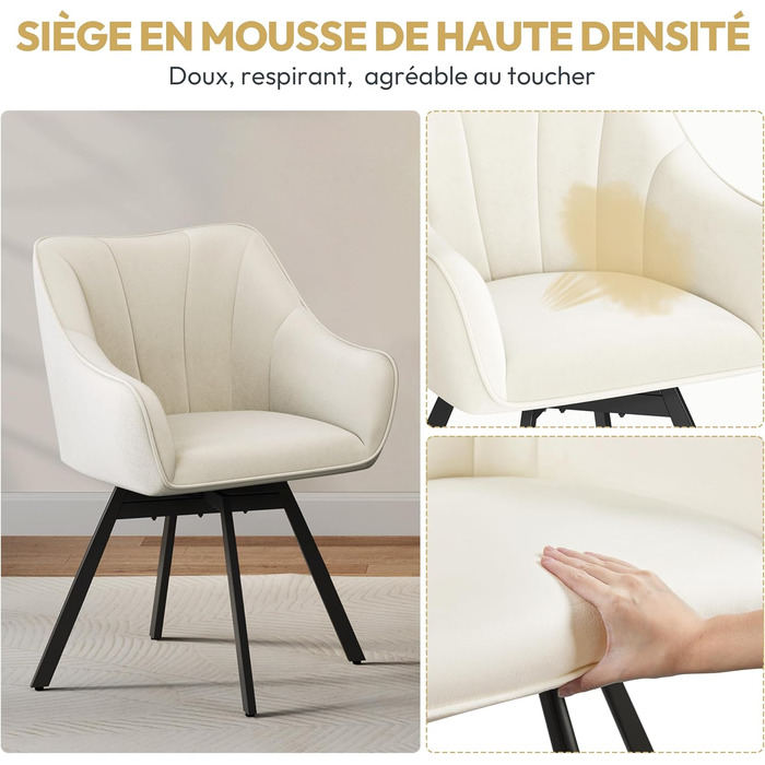 Набір з 2-х обертових кухонних стільців Yaheetech з підлокітниками та металевими ніжками, бежевий