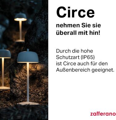 Zafferano Circe: Бездротова LED-лампа для дому та саду, Corten, 30 см, димер, 2200-3000K, керування кнопкою
