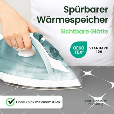 Преміум чохол для прасувальної дошки SimplySmooth 120x40 см, OEKOTEX100, Made in Germany, комфортне покриття, сірий/білий