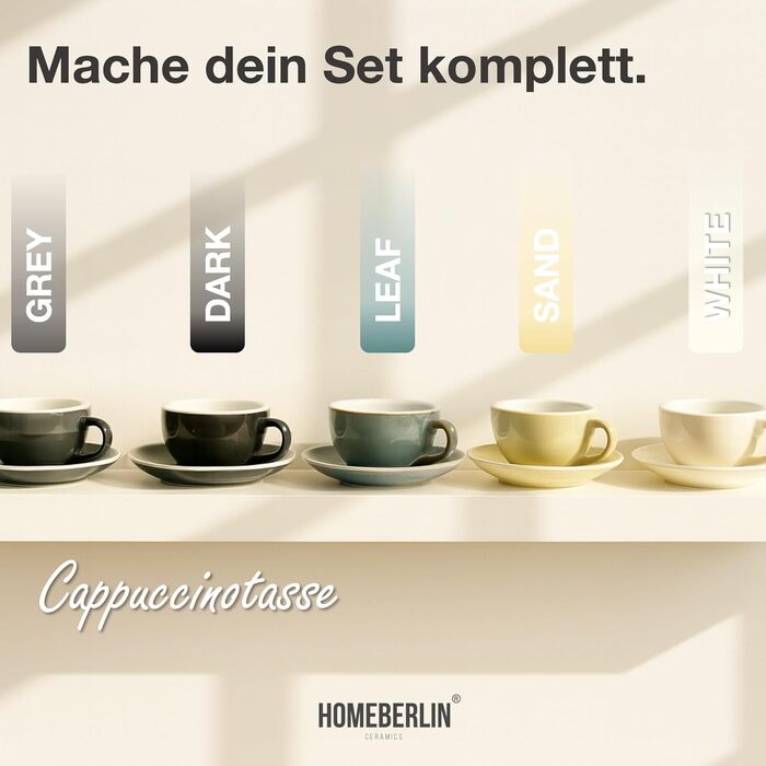 Набір еспресо-чашок Homeberlin Barista Pro - 4 шт. по 80 мл - Преміум якість, ручна робота, сірий глазурований стеглинний фарфор з підставками