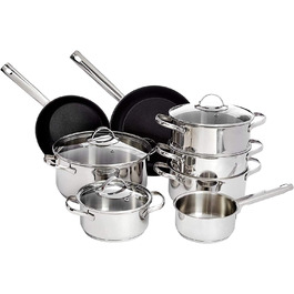 Набір посуду Domopolis Basics з 11 предметів - нержавіюча сталь, придатна для індукції, з кришками