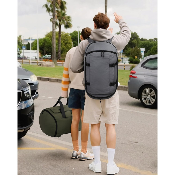 Спортивна сумка LOVEVOOK для чоловіків з відділенням для взуття, 65L, сіро-чорна