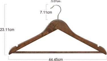 Дерев'яна коричнева вішалка для одягу, 20 шт., міцна, обертається, ширина 44,5 см.