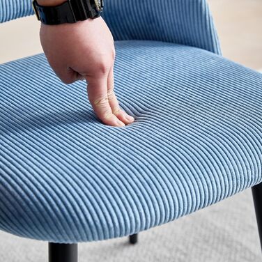 Стілець для їдальні, кухонний стілець з вертикальними смугами, м'який стілець з ергономічною спинкою, для їдальні, вітальні, кухні, спальні - (Блакитний, набір 2 шт.)