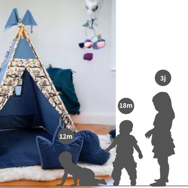 Дитячий намет-тіпі з килимком, подушкою та м'ячами - ігровий намет для дитячої кімнати - намет-тіпі для дівчаток - намет-тіпі для дітей - дитячий ігровий будиночок - ігрові пристрої для дому (автомобілі)