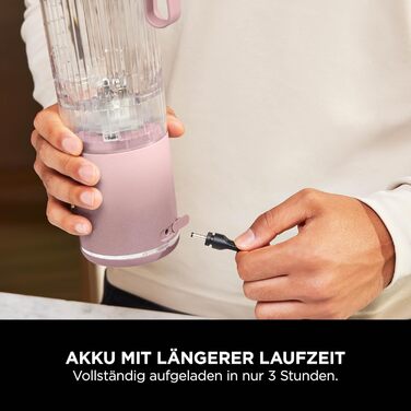 Портативний блендер Ninja Blast Max: 570 мл, акумулятор, чаша та кришка, 3 функції, для смузі та протеїнових коктейлів, рожевий (BC251EULD)