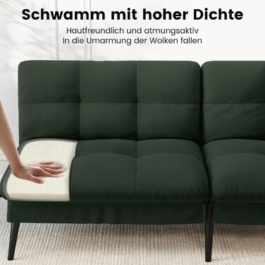 Диван-ліжко LUCKRACER 3-місний з регульованими кутами, тканина, темно-зелений | Диван, розкладний диван, кутовий диван для вітальні