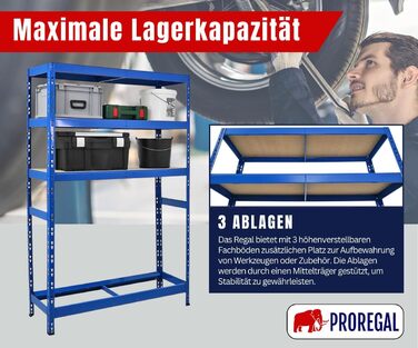 Стеляж для шин PROREGAL Tiger XL, 200x180x45 см, 300 кг на полицю, до 205/55 R16, для автосервісу, складу, підвалу (6 шин + 6 полиць, блакитний)