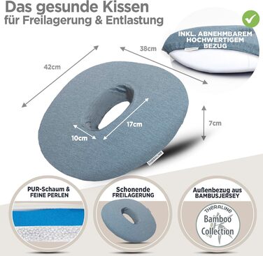 Ергономічний ортопедичний подушка-кіль Theraline для розвантаження куприка, після операцій та пологів, при геморої (Donut Kissen), Антрацит Меланж, 35x48 см