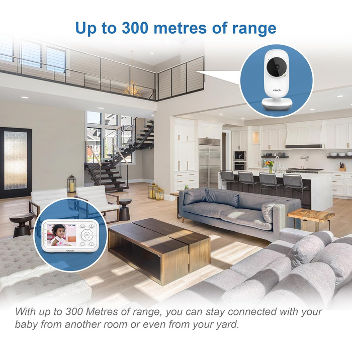 Відеоняня VTech VM3250 з LCD-екраном 7,1 см, нічним баченням, датчиком температури та радіусом дії 300 м