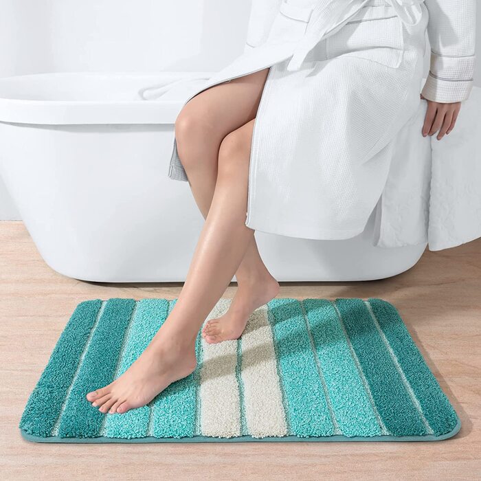 Килимок для ванної кімнати DEXI нековзний, поглинаючий, м'який, можна прати в пральній машині (60 x 90 см, зелений)
