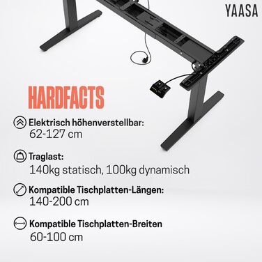 Рамка Yaasa Frame S для столу, регулювання висоти, USB-порт, 2-х рівневий телескопічний механізм, блокування клавішами (білий)