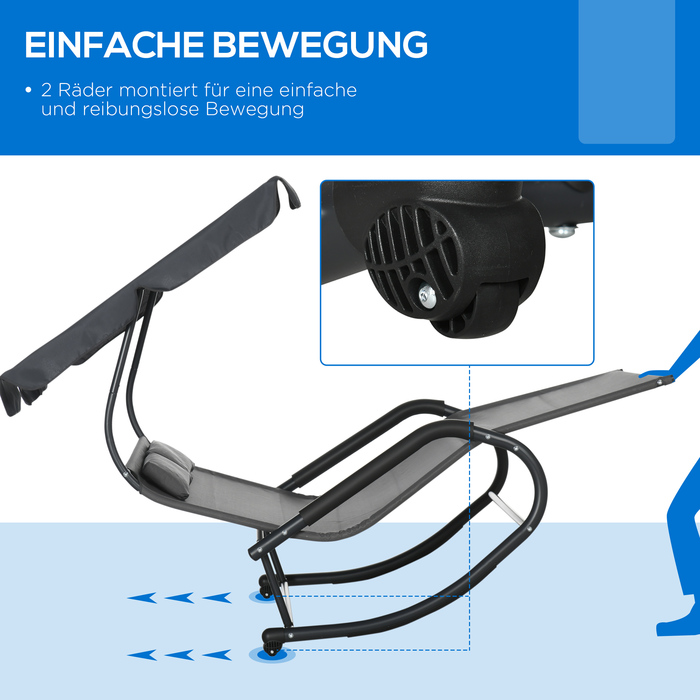Подвійне шезлонге для двох осіб, з подушкою та балдахіном, розміром 200 см x 139 см x 140 см, темно-сірий