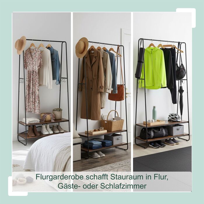 Підставка для одягу Relaxdays з 2 полицями