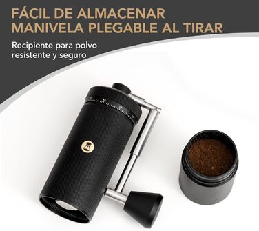 Ручна кавомолка TIMEMORE Chestnut з нержавіючої сталі, шліф Kegelschliff S2C, для еспресо та френч-пресу, чорна