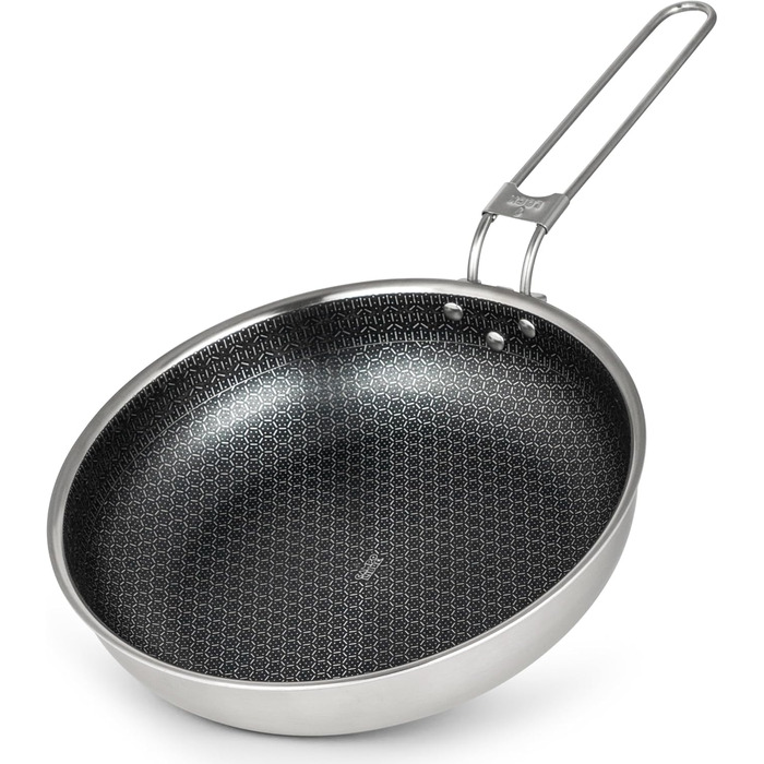 Набір кухонного посуду Campo Libre Enzo I з нержавіючої сталі для кемпінгу | Індукційний посуд для відпочинку на природі | Набір каструль та сковороди для кемпінгу | 6 предметів або (сковорода з покриттям - 24см)