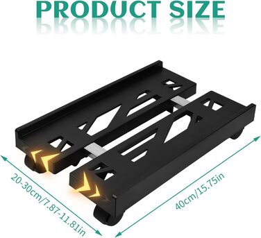 Підставка для ПК на колесах, візок для комп'ютерної вежі, регульована платформа для CPU, підставка для комп'ютера під стіл, візок для комп'ютера, принтера, домашнього офісу, геймінгу, до 80 кг