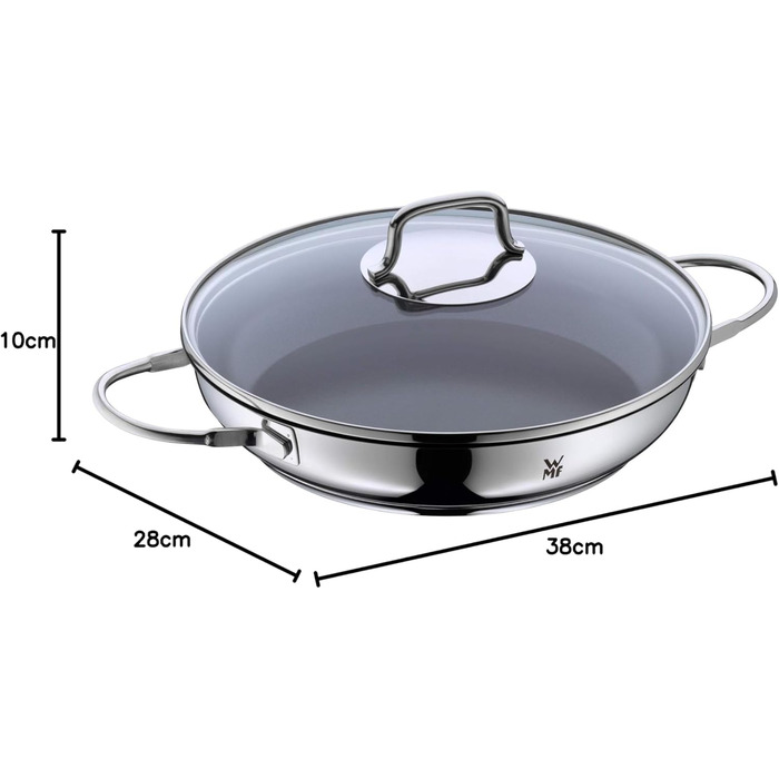 Сковорода для тушкування WMF Devil 28 см з кришкою, 5л, Cromargan нержавіюча сталь з покриттям, для духовки