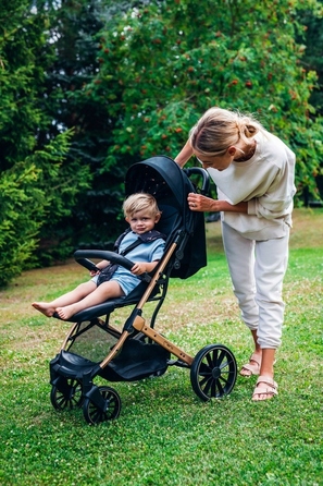 Дитячий прогулянковий візок MoMi Estelle Dakar, чорний, до 22 кг, з аксесуарами