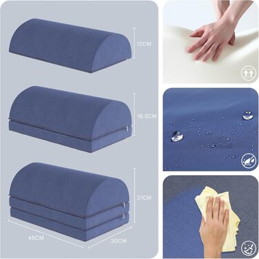 Підставка для ніг під стіл, ергономічна, регульована, знімний чохол, темно-синя