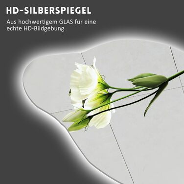 Дзеркало для ванної кімнати Badspiegel 70x50см з підсвічуванням 3 кольори, сенсорне керування, прямокутне, 62x90см, енергоклас A++