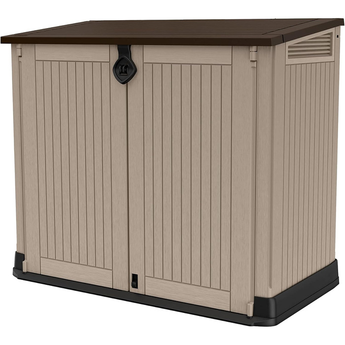 Мультифункціональний ящик для сміття Keter Store-it-Out Midi 845 л, 130x74x110 см, поліпропілен, сірий/чорний, захист від УФ, водонепроникний, з можливістю замикання