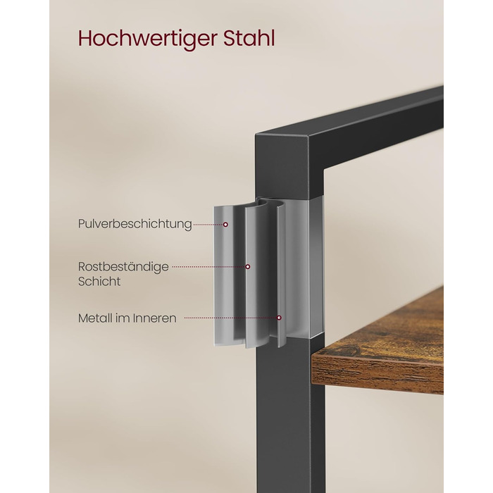 Стелаж VASAGLE Regal: 5 полиць, для офісу, вітальні, спальні, кухні, 30 x 80 x 153 см, вінтажний коричневий + чорний