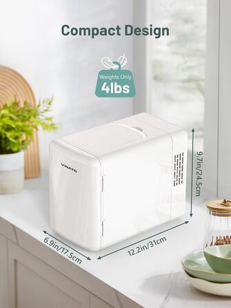 Міні-холодильник VINATO 6 л для косметики та напоїв, 220V/12V, білий, без дзеркала