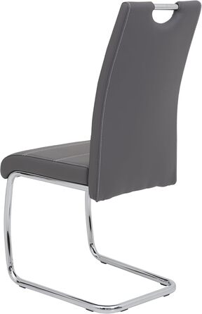 Набір обідніх стільців Hela Flora (4 шт.), штучна шкіра сірого кольору, металевий каркас, 42x57x98 см