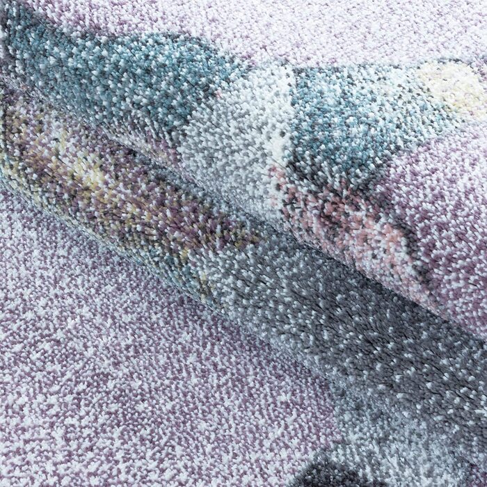 Дитячий килим HomebyHome з коротким ворсом, дизайн у вигляді єдинорога і зірки, м'який килим для дитячої кімнати, колір розмір (120x170 см, фіолетовий)