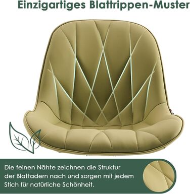 Офісне крісло YOUTASTE з принтом листя, ергономічне, регульоване по висоті з функцією гойдання, без підлокітників, шкіряне для дому та офісу (Авокадо)