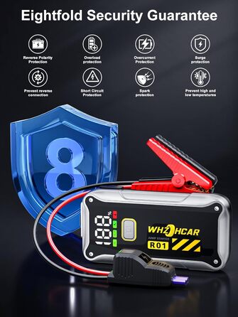 Powerbank Starthilfe 4000A: Портативний пусковий пристрій для авто 12V з LCD дисплеєм та LED ліхтариком (до 9.0L бензин/7.5L дизель)