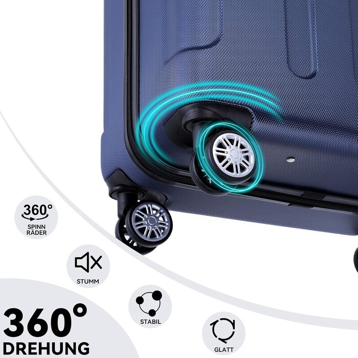 Дорожній кейс BEIBYE Twin Wheels Hardcase XL-L-M, 14 кольорів, темно-синій, великий (76 см)