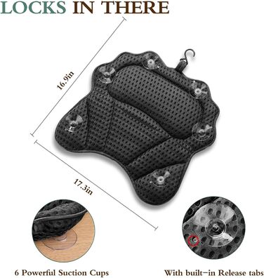 Подушка для ванни RUVINCE ергономічна, з підтримкою голови, шиї, плечей та спини, 4D, з 6 присосками, 43x44 см