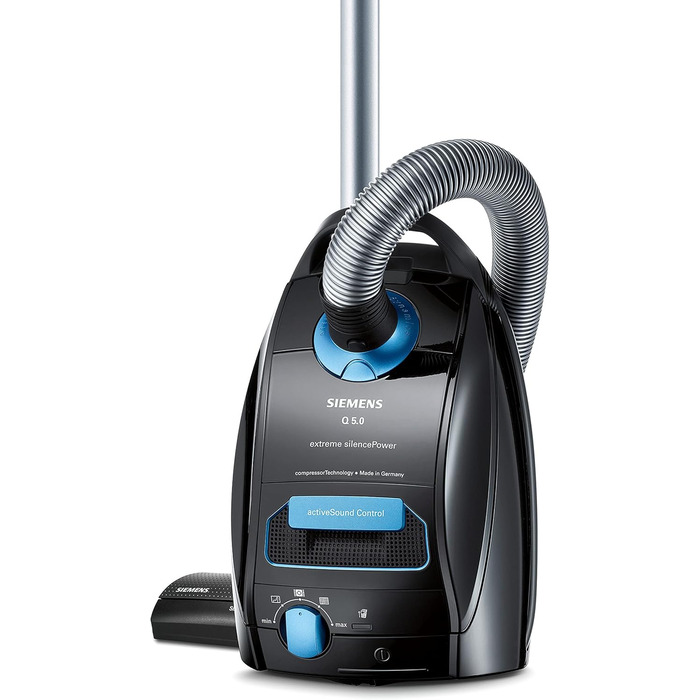 Пилсос Siemens Staubsauger Q5.0 extreme silencePower VSQ5X1230 з мішком, для алергіків, гігієнічний фільтр, 850 Вт, чорний