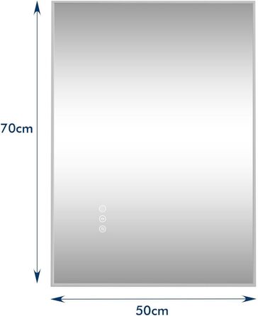 LED дзеркало для ванної кімнати 60x80 см з підсвічуванням, сенсорне, регулювання яскравості, 3 кольори світла, проти запотівання, водонепроникне IP44, горизонтальне/вертикальне