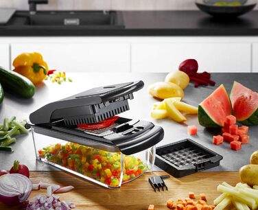 GEFU Треппо - багатофункціональний кухонний нарізчик для овочів, фруктів, сиру та салату (чорний)