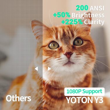 Міні проектор YOTON Y3 1080P: портативний для кінотеатру вдома, з авто-корекцією та HDMI/USB/Phone/PS5, жовтий