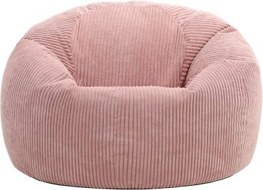 Класичний пухнастий вельвет 'Kingston', вельвет для дорослих з наповнювачем, кімнатний м'який великий (ранковий рожевий, крісло-мішок)